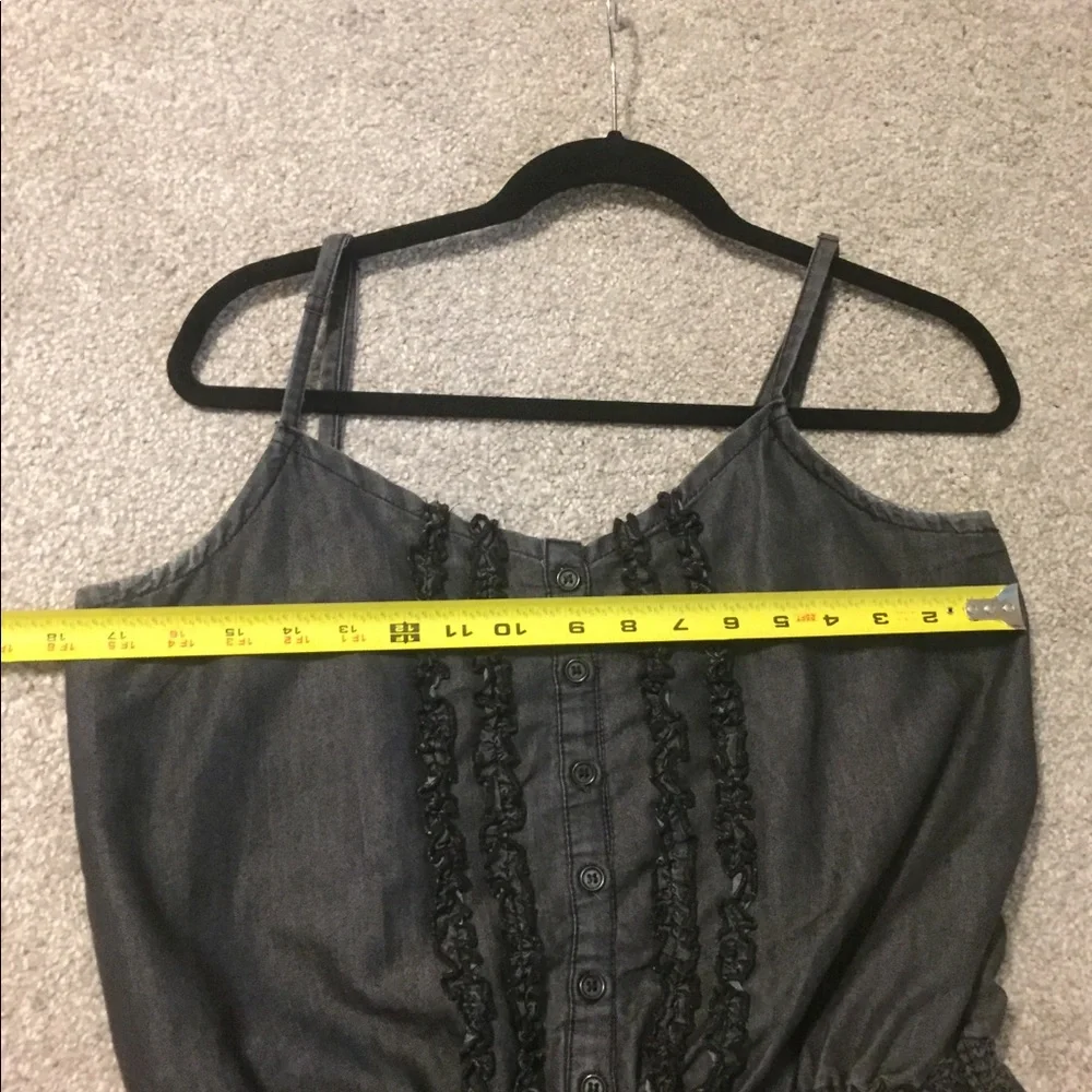 Cato Dark Denim Adjustable Spaghetti Strap Romper  Medium - Picture 8 of 16